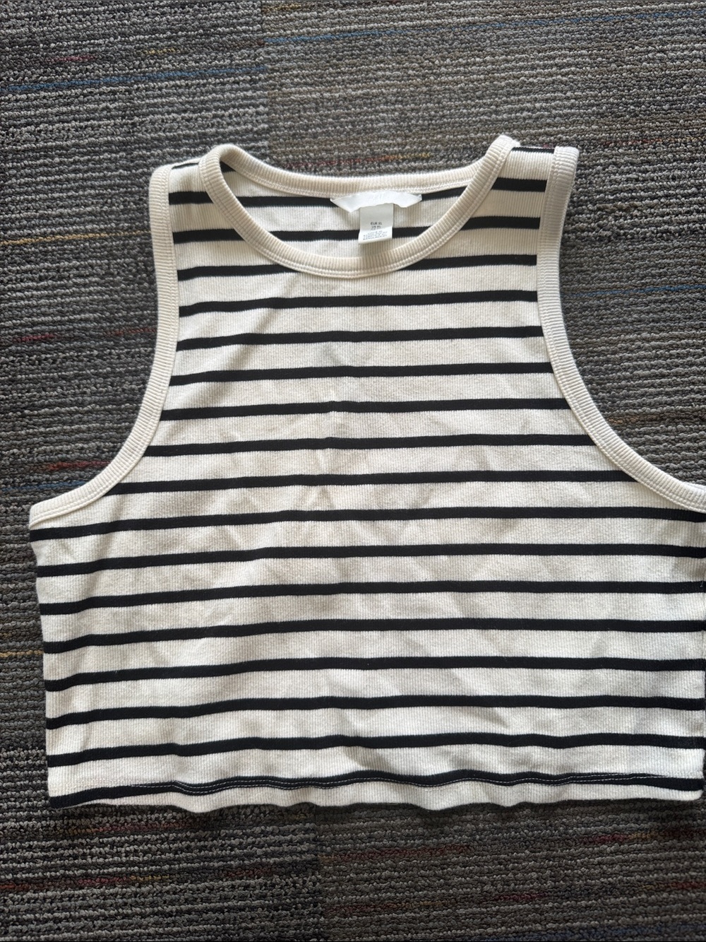 H&M Striped Sleeveless Crop Top - Black & Cream